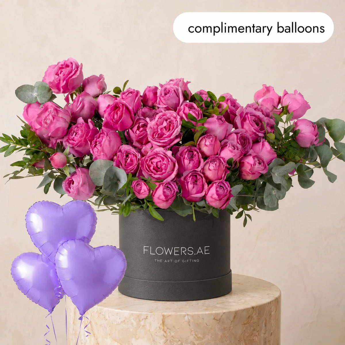 Petite Misty Bubbles Hatbox (Complimentary balloons)