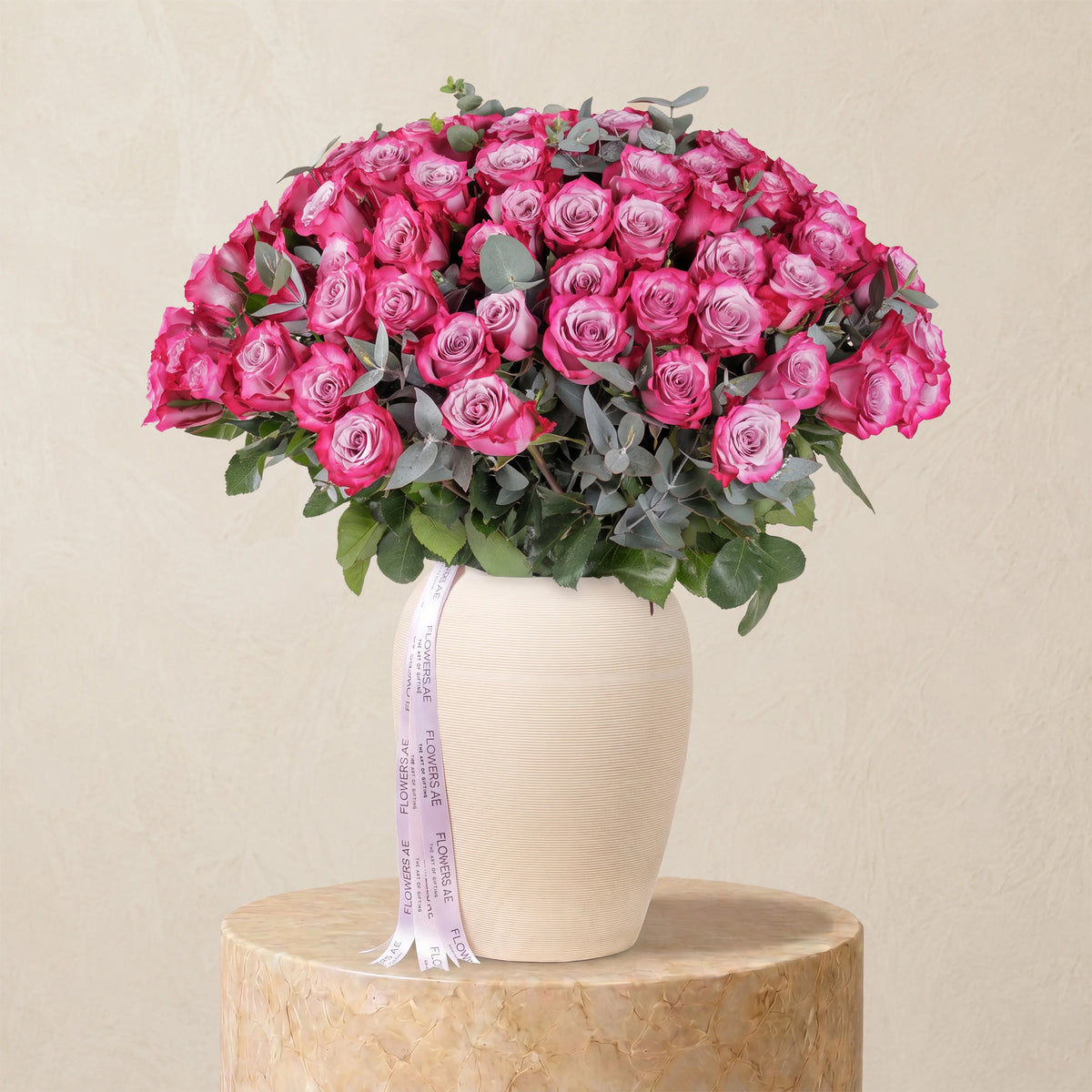 100 Purple Roses Vase