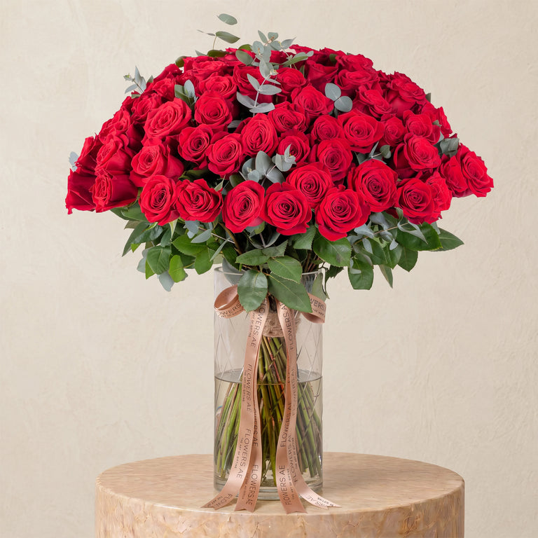 100 Red Roses Vase