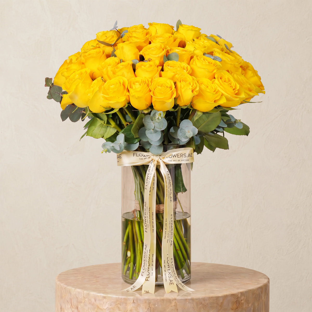 50 Yellow Roses Vase